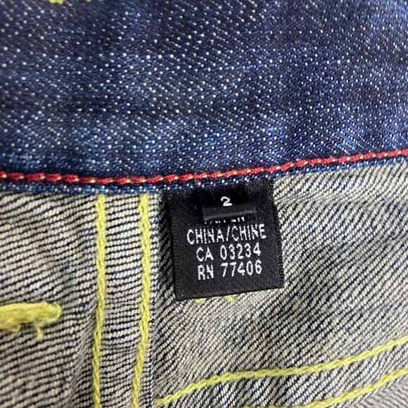 CLUB MONACO Women's Blue Dark Wash Distressed Patch Pocket Bootcut Jeans US 2 - Picture 15 of 16